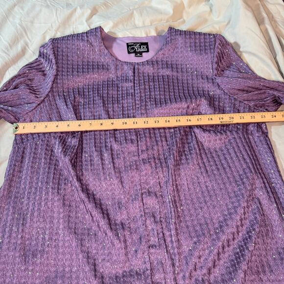 Alex Evenings Women's Plus Sz 2X Purple with Silver Open front Jacket Blazer LS - Picture 8 of 10